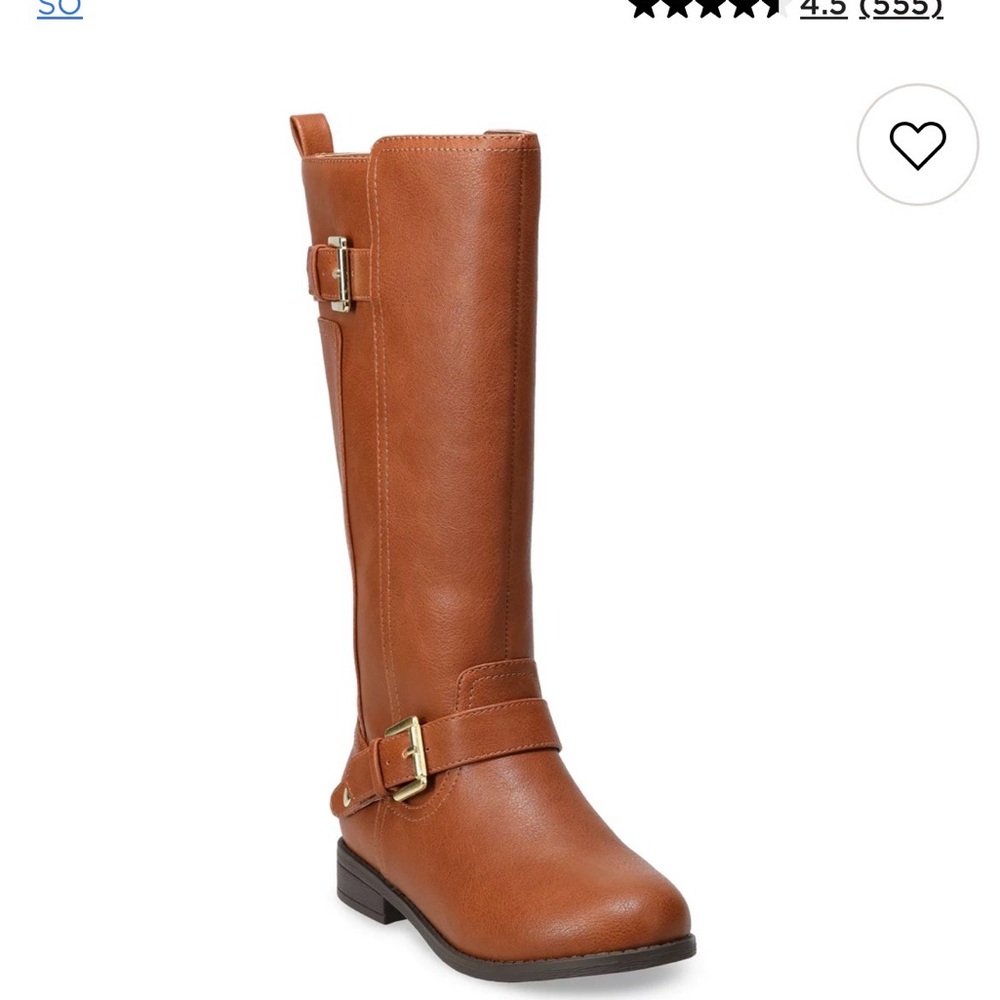 Kids Brown Knee-High Boots with Buckle